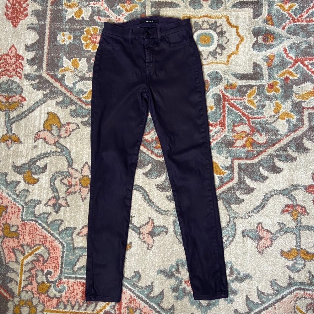 🌹J Brand Purple Skinny Jeans Womens 27 Maria Lacquered Denim Pants Bold Dark - Picture 1 of 9